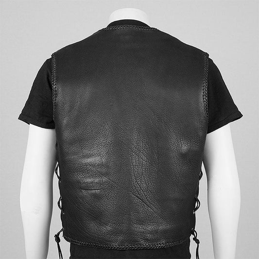 Paksu nahkaliivi Bronx4 selkä tehty yhdestä isosta palasta