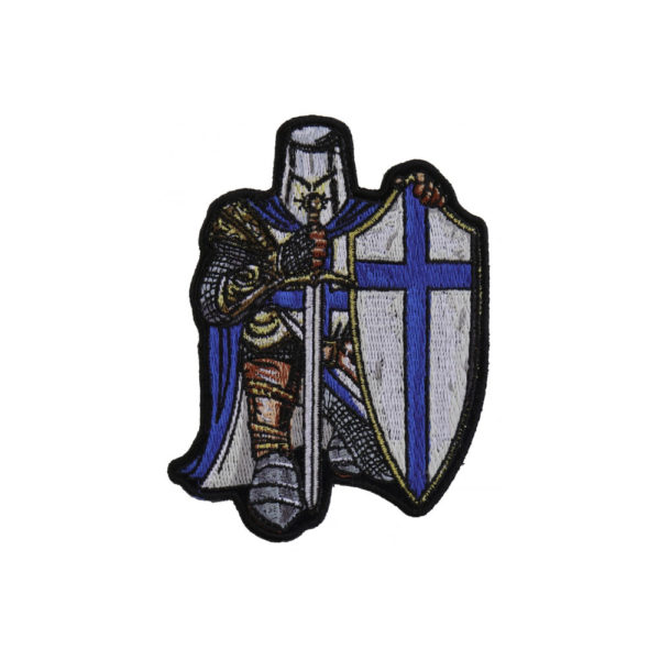 Blue Crusader Knight Small Kangasmerkki Patch - 8,5x11,5cm
