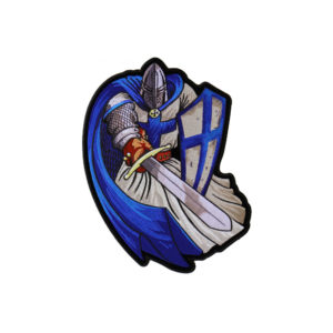 Blue Cape Templar Knight Kangasmerkki - Large Embroidered Iron on Patch - 22x30cm